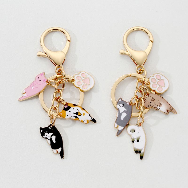 Simple Style Cat Alloy Keychain