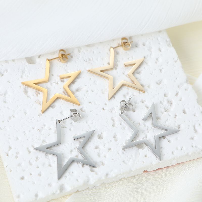 1 Piece Pastoral Simple Style Star Hollow Out Alloy Ear Studs