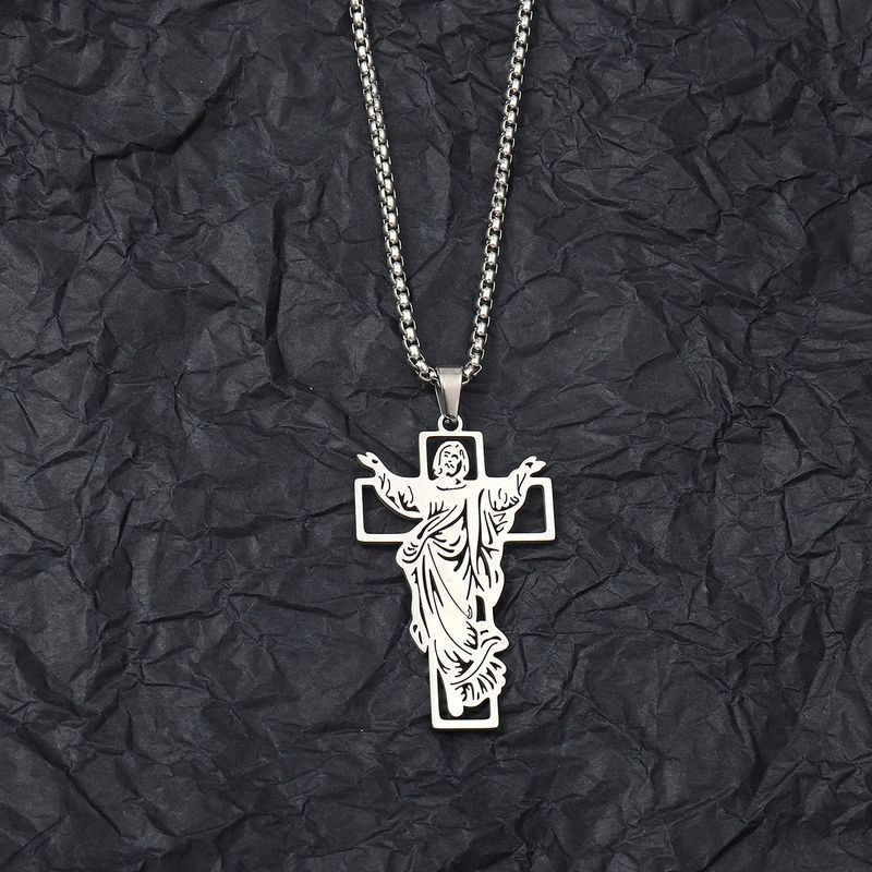 201 Edelstahl Hip Hop Toller Stil Kreuzen Halskette Mit Anhänger