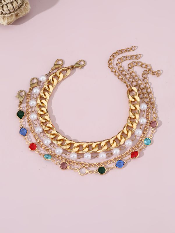 Beach Simple Style Round Rhinestones Alloy Wholesale Anklet