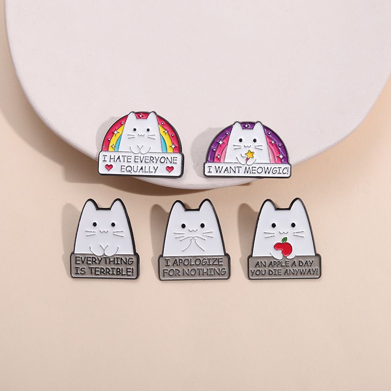 Cartoon Style Cute Cowboy Style Letter Rainbow Cat Alloy Stamping Stoving Varnish Plating Unisex Brooches