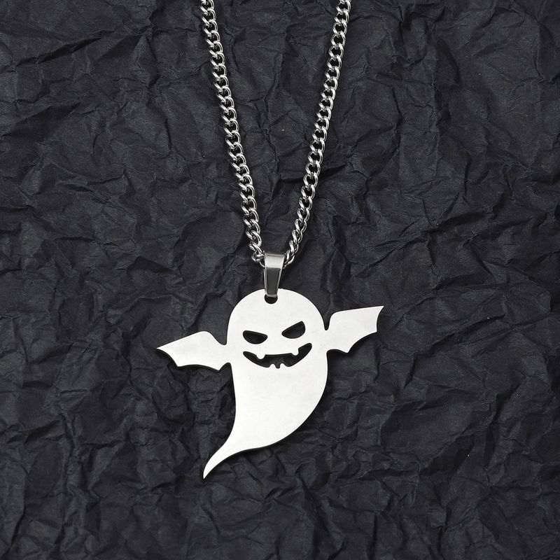 201 Stainless Steel Hip-Hop Wings Ghost Pendant Necklace