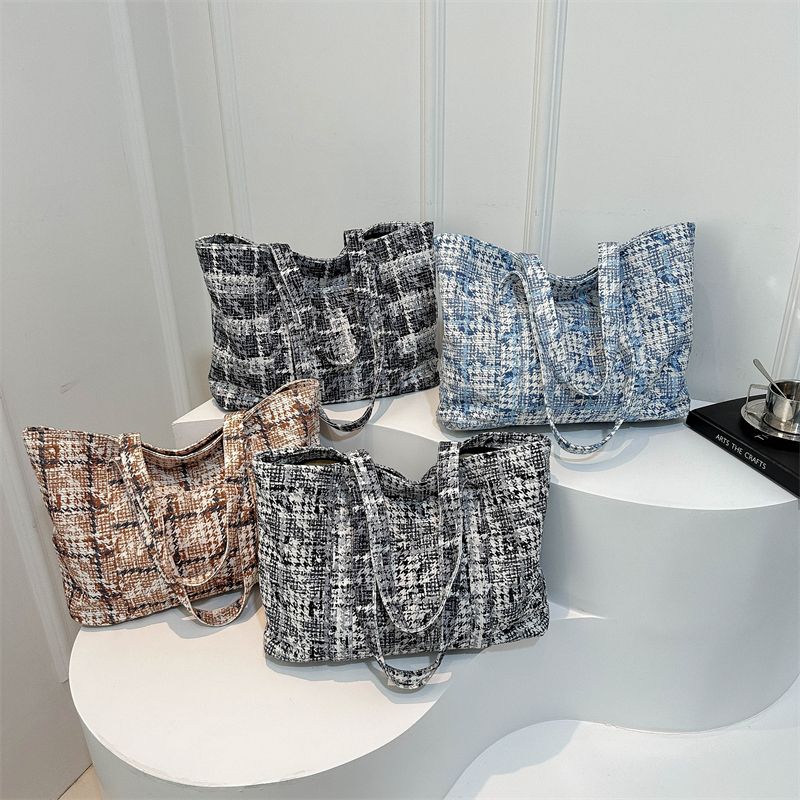 Women's Vintage Style Classic Style Color Block Plaid Cloth Shopping Bags