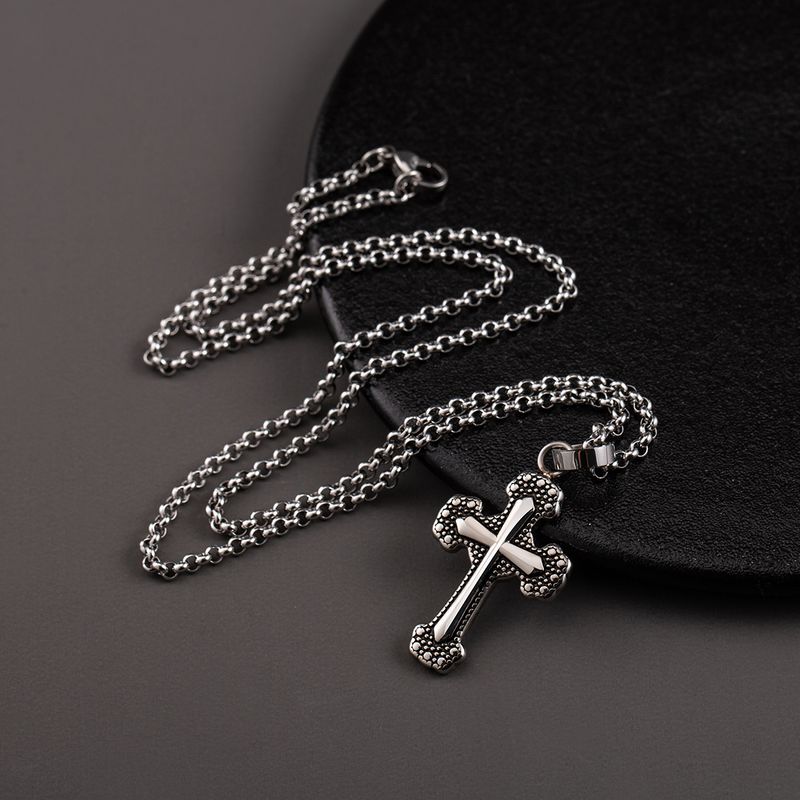 Casual Hip-Hop Cool Style Cross 304 Stainless Steel Polishing Enamel Three-dimensional Unisex Pendant Necklace Necklace