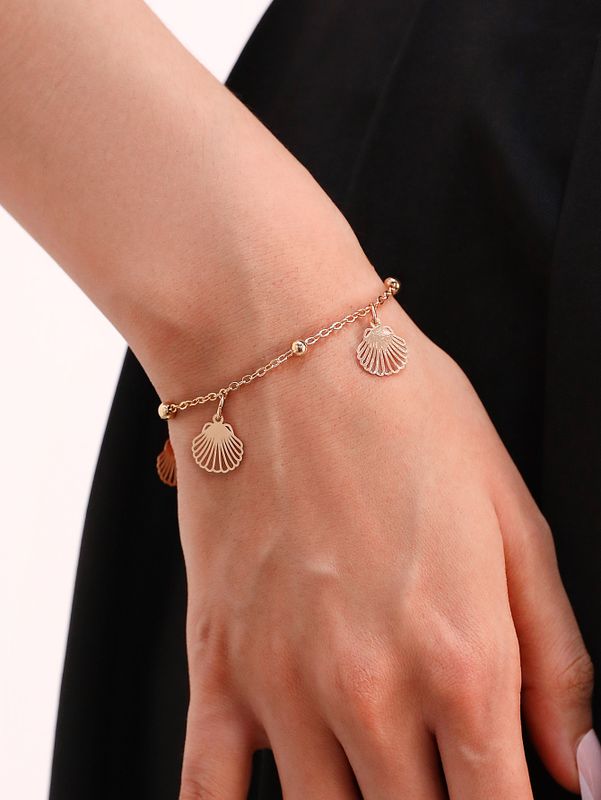 Casual Beach Simple Style Heart Shape Butterfly Shell Alloy Chain Hollow Out Women's Bracelets