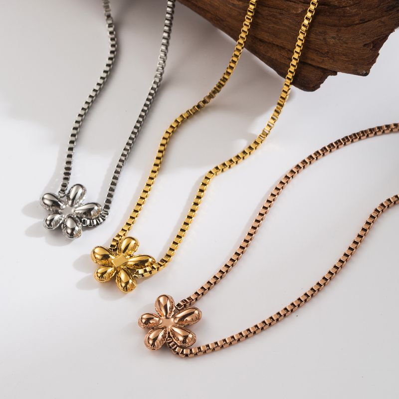 304 Stainless Steel 18K Gold Plated Simple Style Classic Style Streetwear Plating Solid Color Pendant Necklace