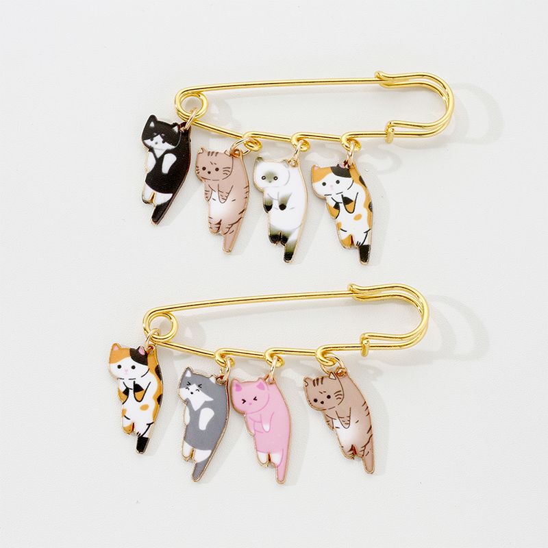 Simple Style Cat Alloy Enamel Women's Brooches