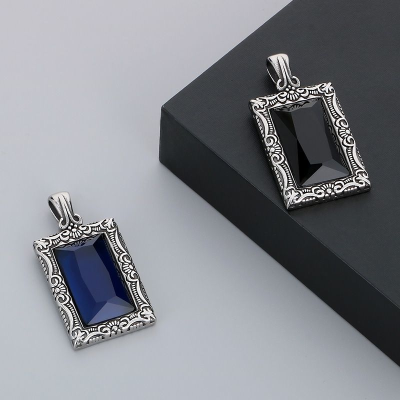 1 Piece 304 Stainless Steel Glass Square Pendant Chain