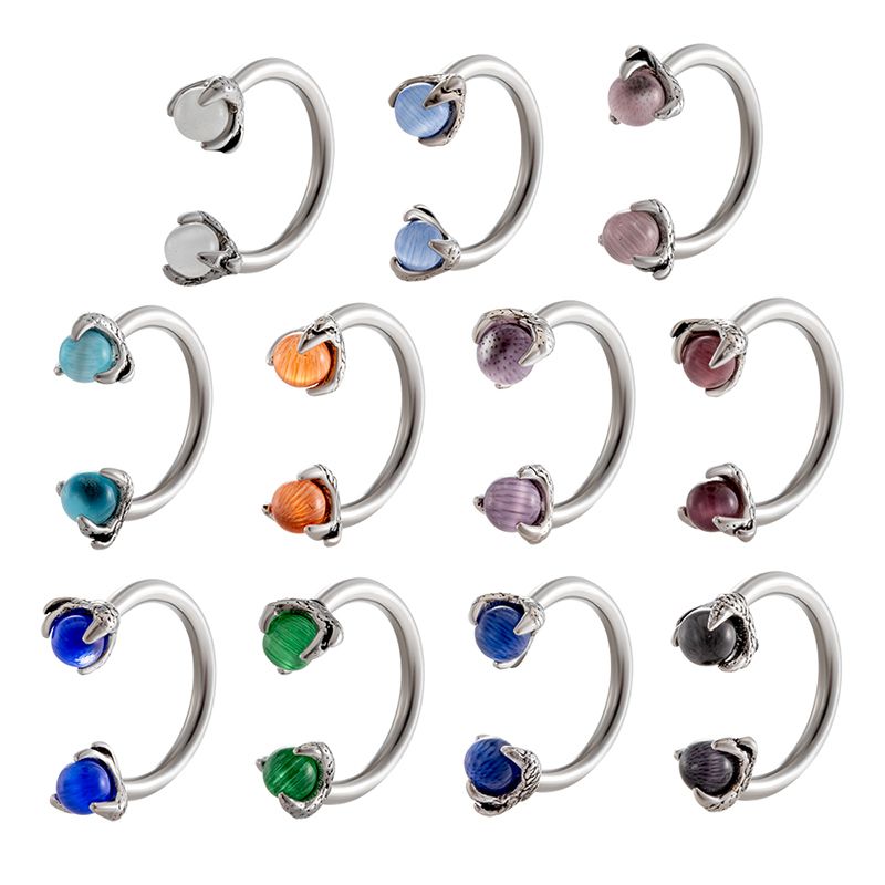 1 Piece Ear Cartilage Rings & Studs Simple Style Classic Style C Shape 316 Stainless Steel  Inlay Rhinestones