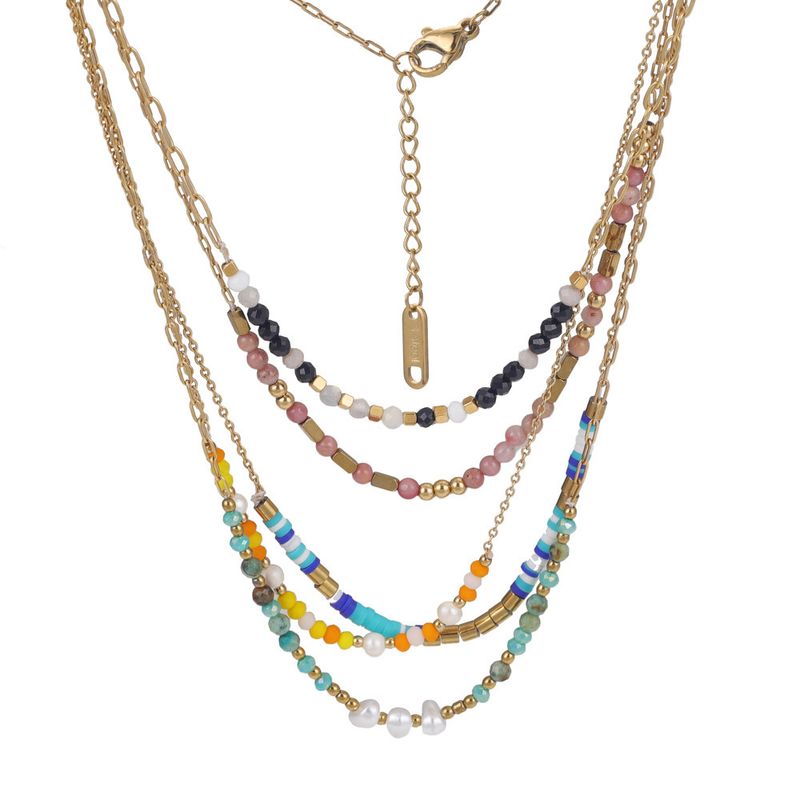 Edelstahl 304 Lässig Einfacher Stil Perlen Geometrisch Halskette