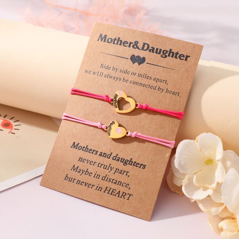 Basic Modern Style Classic Style Letter Heart Shape CCB Alloy Enamel Plating Mother'S Day Women's Drawstring Bracelets