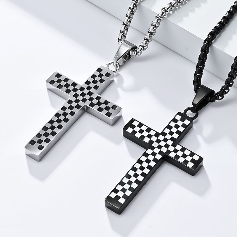 304 Stainless Steel Basic Simple Style Commute Cross Pendant Necklace
