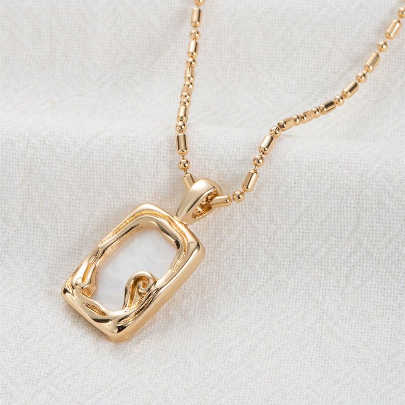 Wholesale Jewelry Vintage Style Simple Style Square Alloy Resin 14K Gold Plated Plating Inlay Pendant Necklace