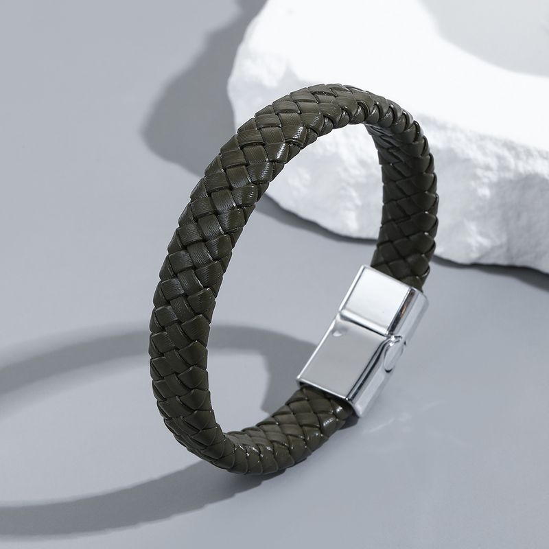 Simple Style Geometric Pu Leather Men's Bracelets