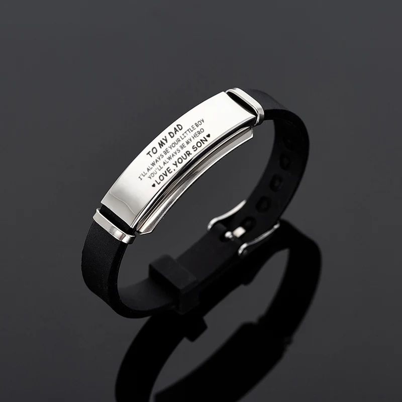 Modern Style Classic Style Letter 304 Stainless Steel Silica Gel Father'S Day Men's Wristband