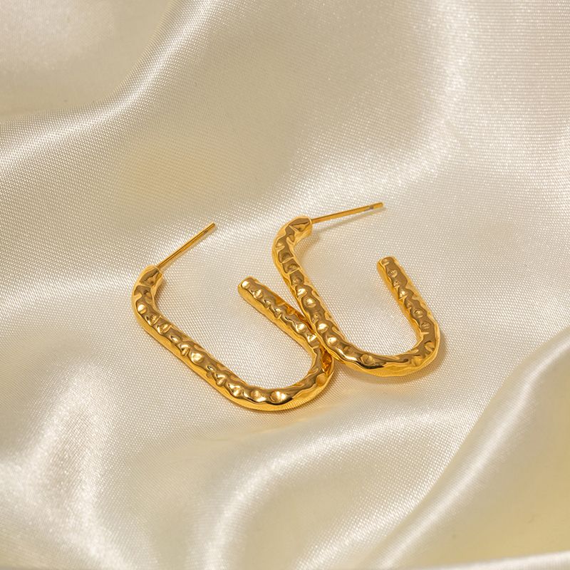 1 Pair IG Style Basic Classic Style C Shape Plating 304 Stainless Steel 18K Gold Plated Earrings