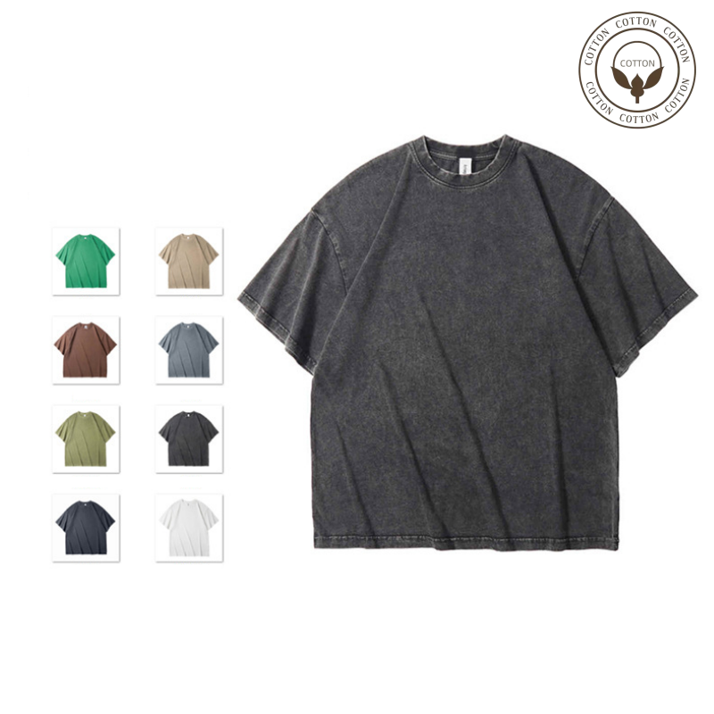 Men's T-shirt Short Sleeve T-shirts Washed Casual Solid Color