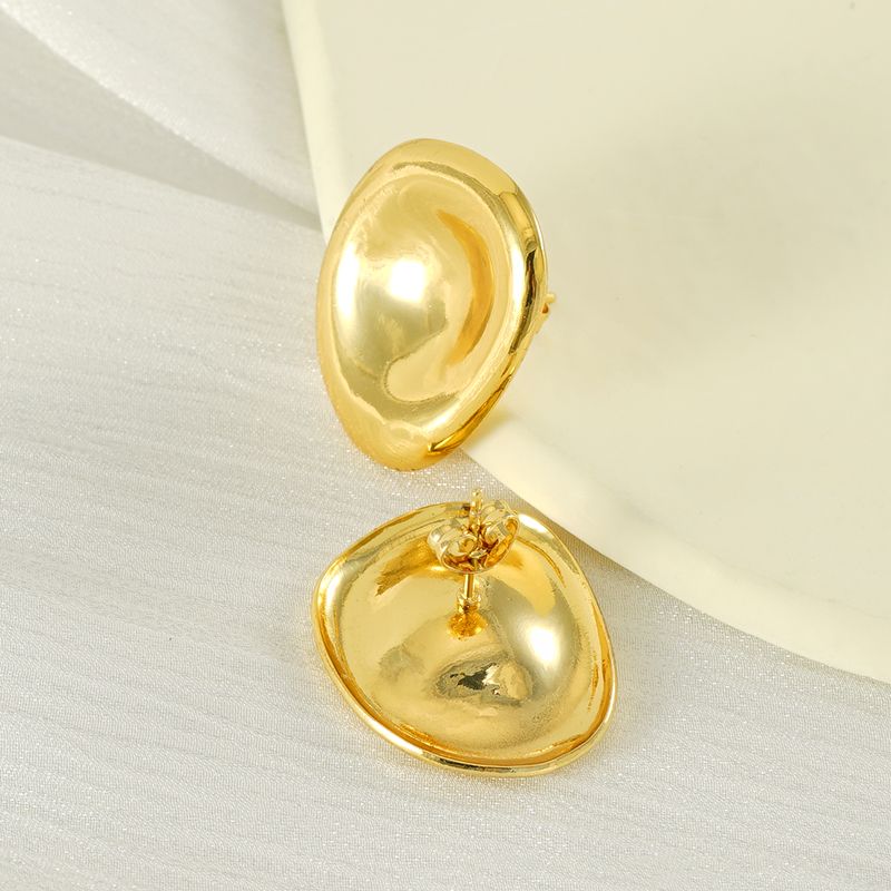 1 Pair Simple Style Round Plating 304 Stainless Steel 18K Gold Plated Ear Studs
