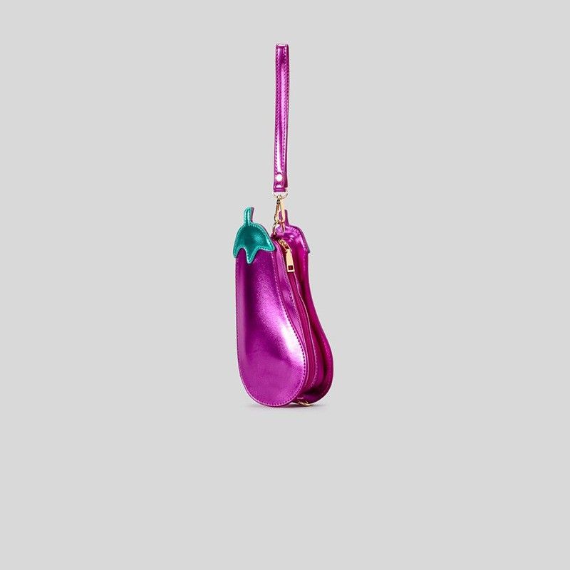 Femmes Petit Faux Cuir Aubergine Mignon Fermeture Éclair Sac Bandoulière