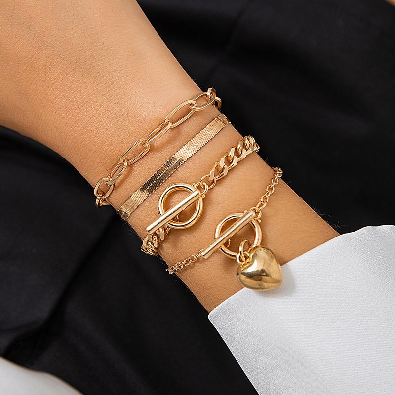 Simple Style Classic Style Heart Shape Alloy Plating Gold Plated Women's Bracelets