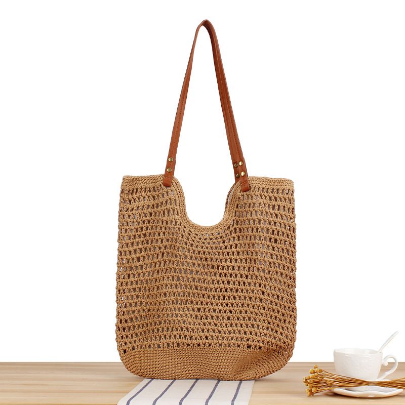 Women's Vacation Beach Solid Color Cotton Shopping Bags