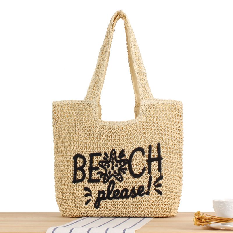 Women's Beach Classic Style Solid Color Paper String Shopping Bags