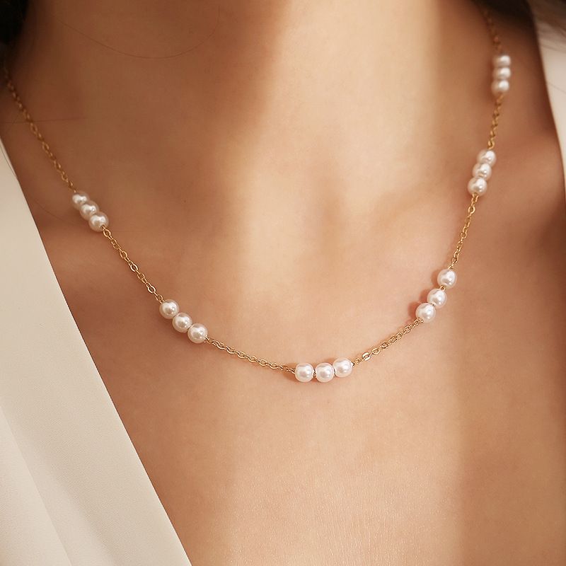 Acier Au Titane Style Simple Perle Géométrique Collier