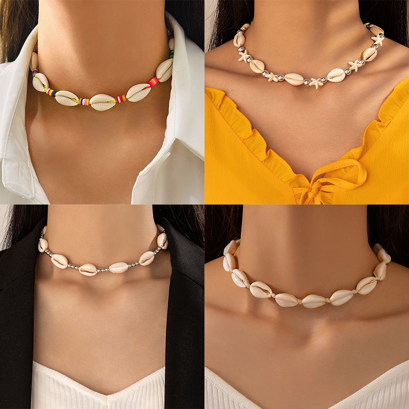 Großhandel Schmuck Hawaiisch Ferien Moderner Stil Geometrisch Seestern Legierung Hülse Perlen Halskette