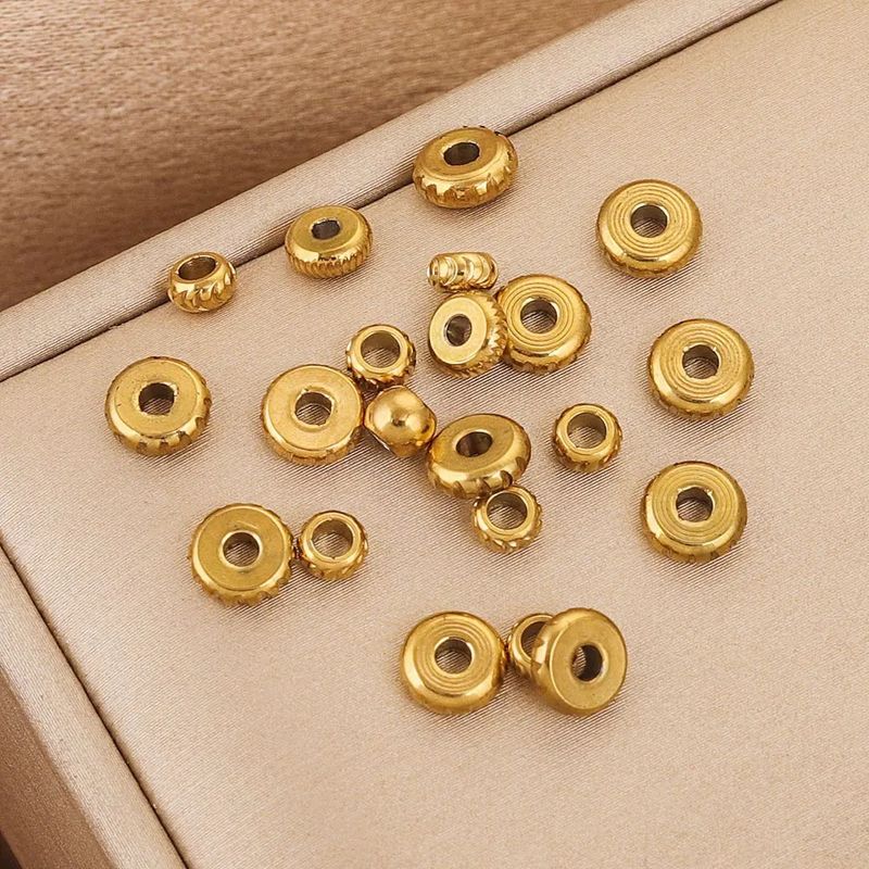 10 PCS/Package 304 Stainless Steel Gold Plated Solid Color Beads