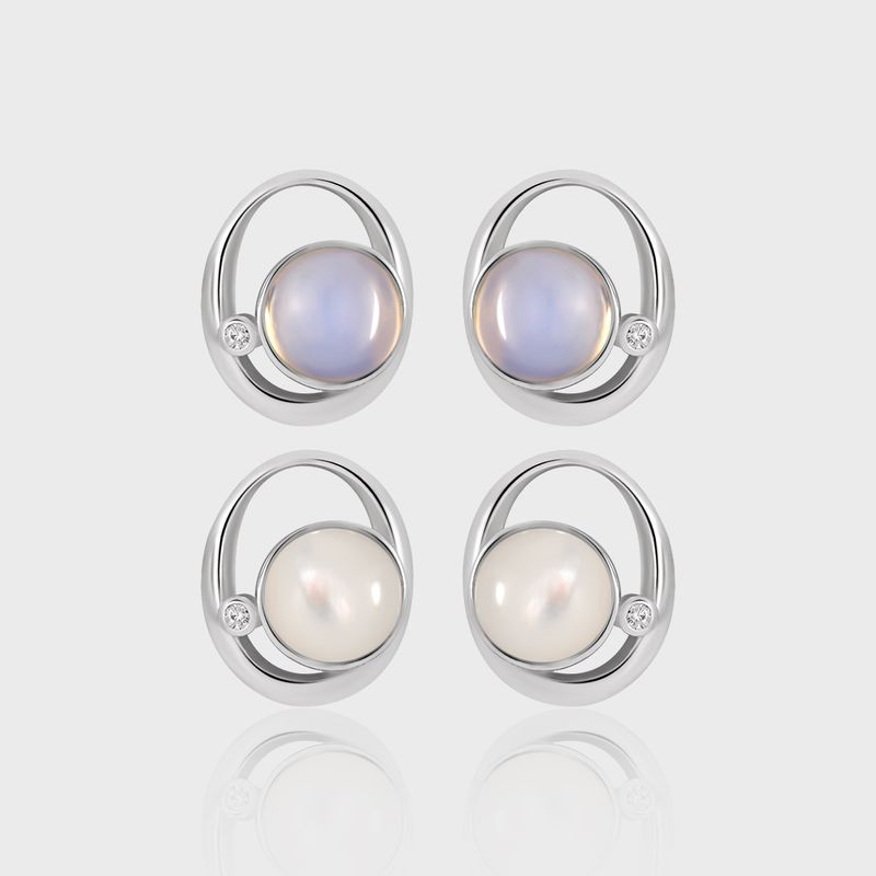 1 Paire Style Simple Style Classique Couleur Unie Incruster Argent Sterling Opale Boucles D'Oreilles