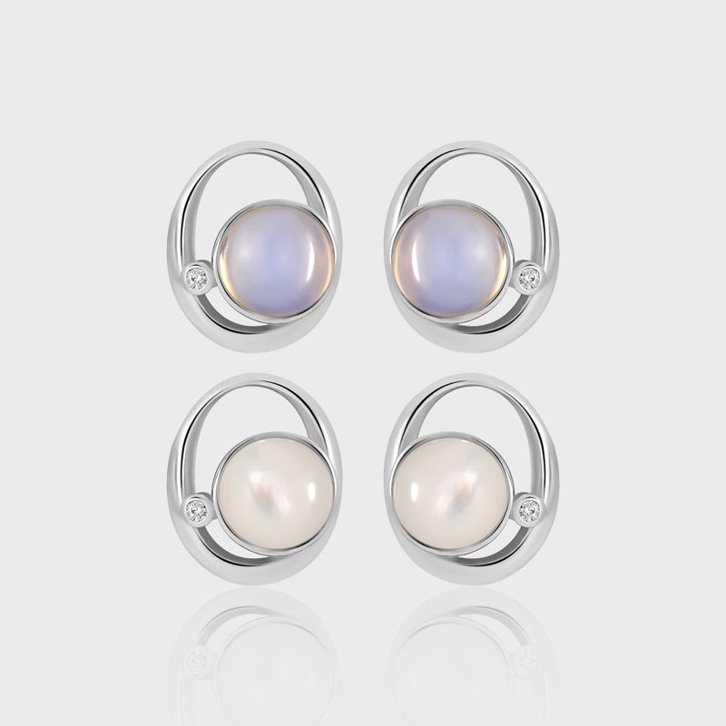 1 Par Estilo Simple Estilo Clásico Color Sólido Embutido Plata Esterlina Ópalo Pendientes