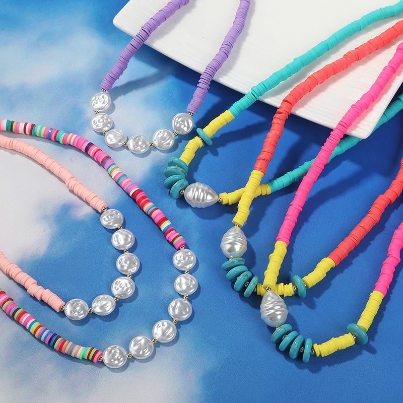 Großhandel Schmuck Lässig Hawaiisch Bohemien Geometrisch Kunststoff Türkis Weichen Lehm Perlen Halskette