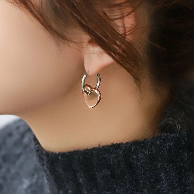 1 Pair Simple Style Classic Style Heart Shape Plating Titanium Steel Gold Plated Drop Earrings