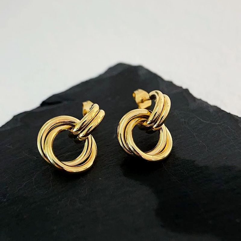1 Pair Simple Style Classic Style Solid Color Plating Titanium Steel Ear Studs