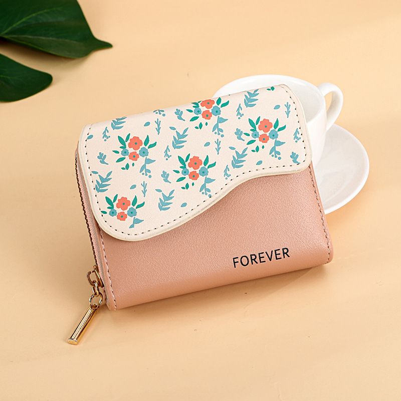 Women's Flower Pu Leather Zipper Wallets
