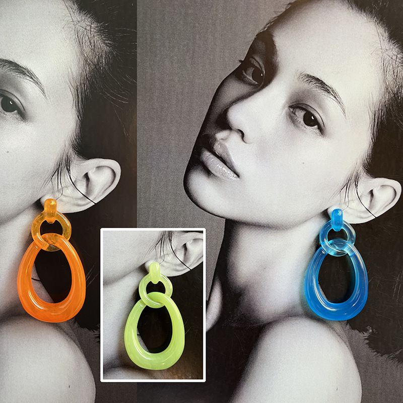1 Pair Simple Style Classic Style Solid Color Polishing Resin Drop Earrings