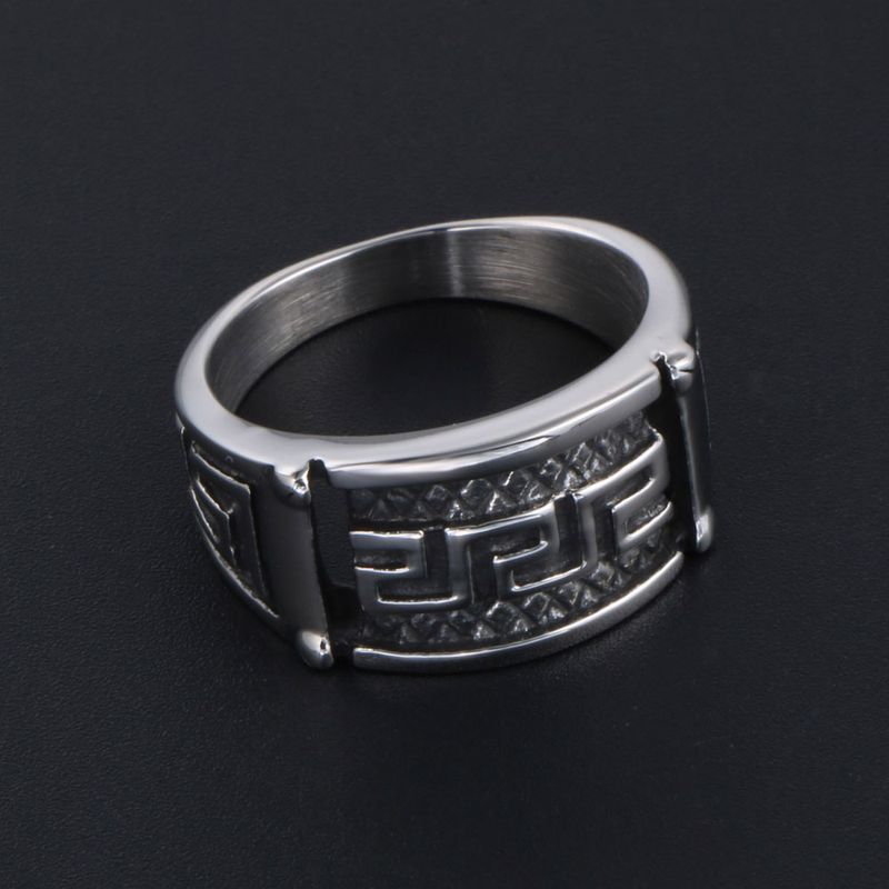 Retro Modern Style Cool Style Plaid 304 Stainless Steel Polishing Men's Rings