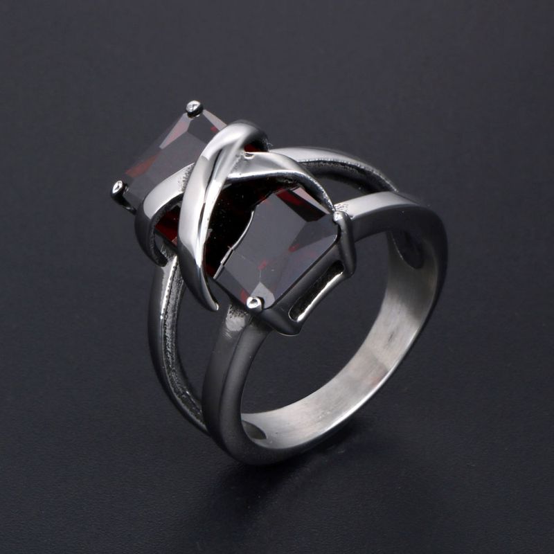 IG Style Modern Style Classic Style Irregular Cross 304 Stainless Steel Zircon Rings In Bulk