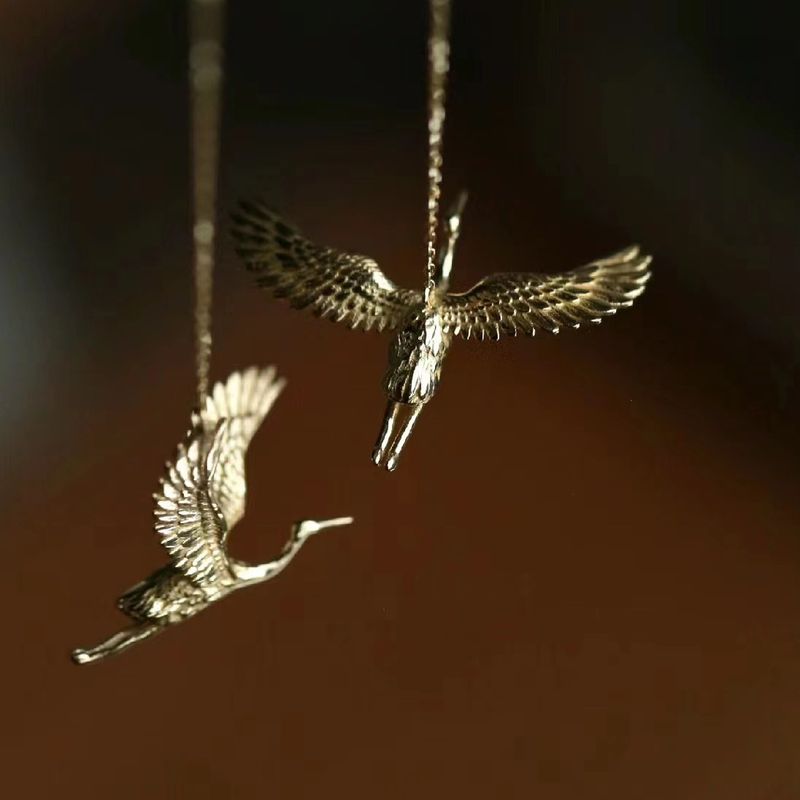 1 Pair Simple Style Classic Style Bird Plating Carving Copper Gold Plated Dangling Earrings
