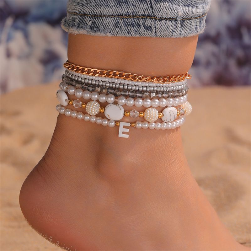 Style IG Hawaïen Vacances Géométrique Perle D'Imitation Alliage De Gros Bracelet De Cheville