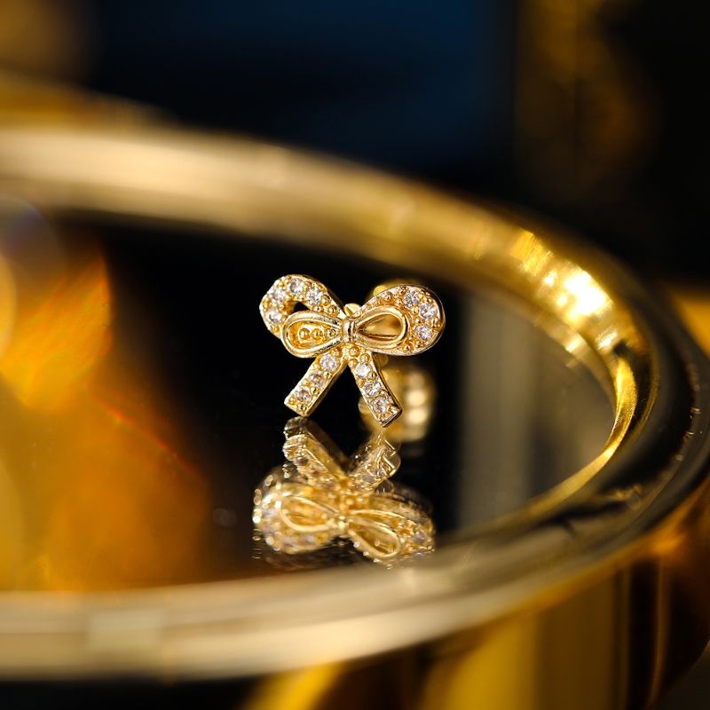 1 Pieza Estilo Simple Nudo De Lazo Enchapado Embutido Cobre Diamantes De Imitación Chapados en oro de 18k Paladio Blanco K Pendientes