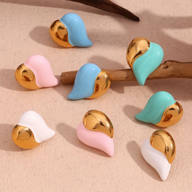 1 Pair Sweet Simple Style Heart Shape Plating 304 Stainless Steel 18K Gold Plated Ear Studs