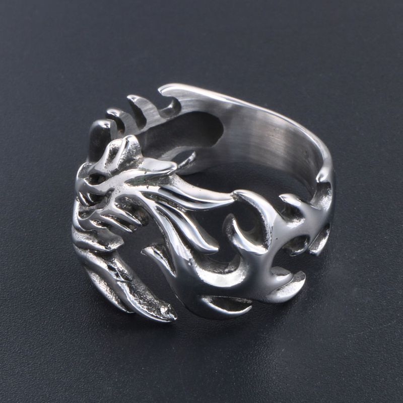 Chinoiserie Retro Ethnic Style Dragon 304 Stainless Steel Polishing Men's Rings