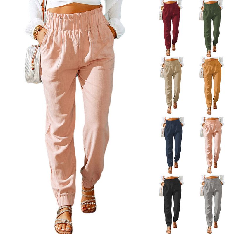 Mujeres A Diario Estilo Clásico Color Sólido Longitud Total Plisado Pantalones Casuales Pantalones Rectos