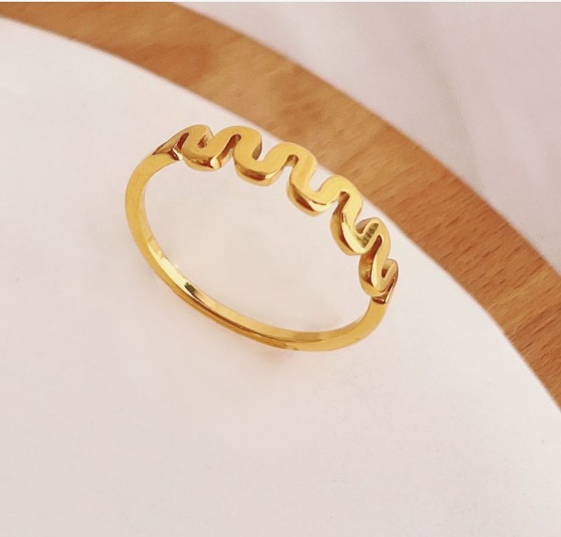 Simple Style Solid Color 304 Stainless Steel Titanium Steel 18K Gold Plated Rings In Bulk