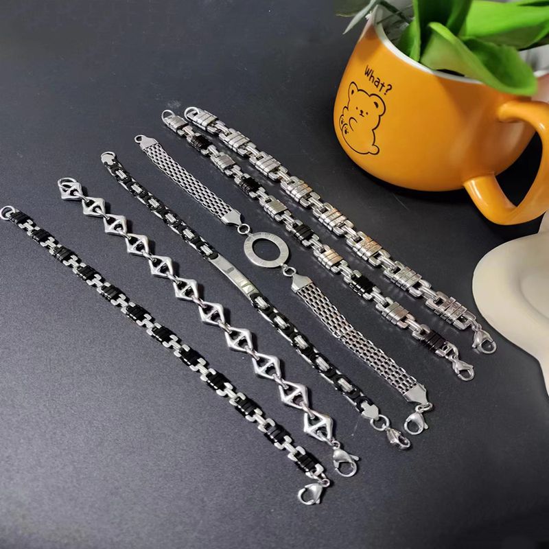 304 Stainless Steel Hip-Hop Punk Letter Bracelets