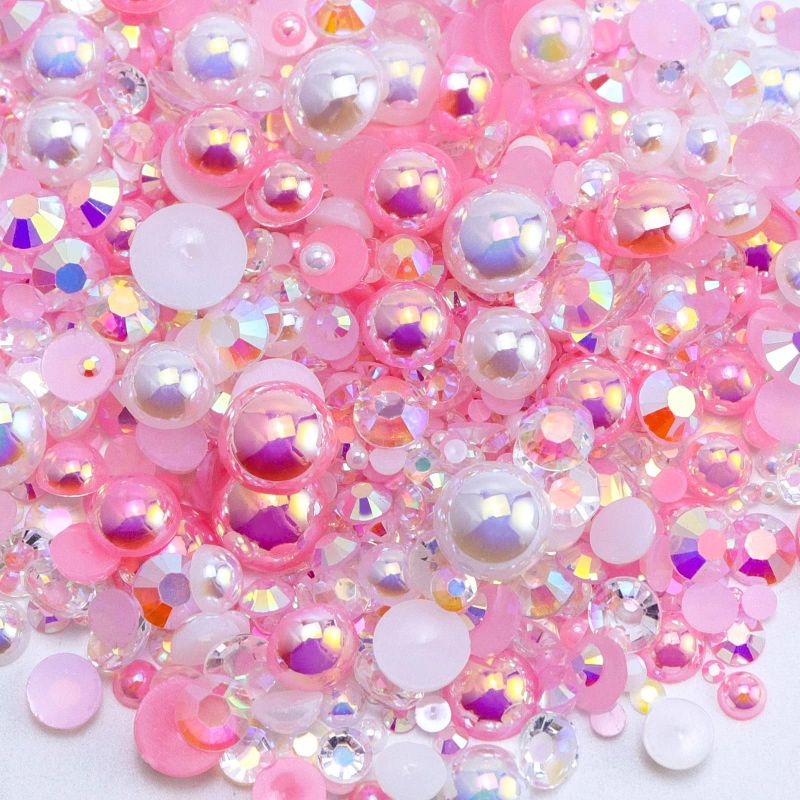 1200 Pieces Per Pack 2,100 Pieces Per Pack Diameter 10mm Diameter 3mm Artificial Pearl Resin Rhinestone Geometric DIY Ornament Accessories