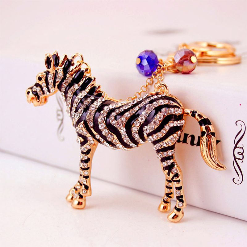 Simple Style Horse Zinc Alloy Plating Inlay Rhinestones Women's Bag Pendant Keychain