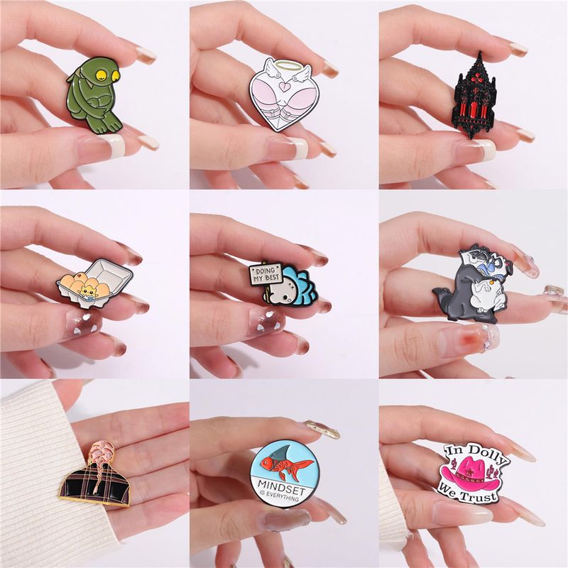 Style De Bande Dessinée Mignon Style Cow-boy Humain Animal Lettre Alliage Estampillage Vernis Au Four Placage Unisexe Broches