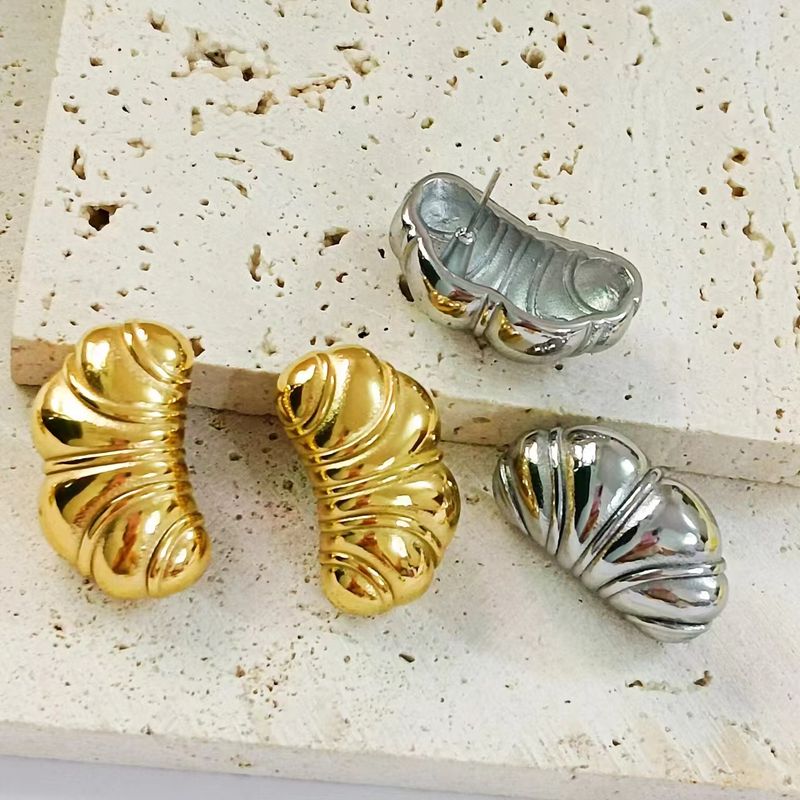 1 Par Estilo Vintage Estilo Clásico Guisante Enchapado Metal Acero Inoxidable 304 Chapados en oro de 18k Pendientes